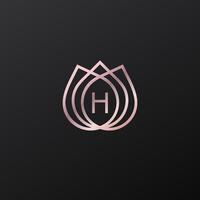 h Tulpe Blume Linie Luxus minimalistisch Monoline Logo Design vektor