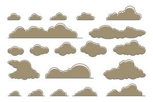 vektor samling av platt moln av annorlunda former och storlekar. moln symbol för design, hemsida, logotyp, app, ui