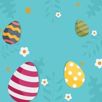 Lycklig påsk baner i modern minimal stil med ägg, blommor, och prickar. Bra för hälsning kort, baner, affisch, flygblad, och webb. vektor
