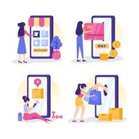 mobil online shopping hemma vektor