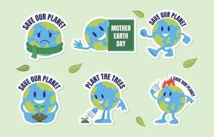 Earth Day Awareness Sticker Pack vektor