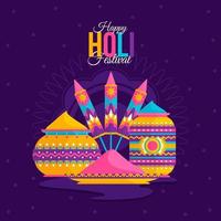 Holi Festival mit lila Hintergrund vektor