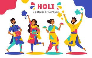 Menschen feiern Holi Festival vektor