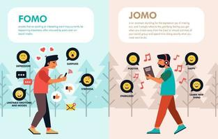 emoji känslor av fomo vs jomo infographic vektor