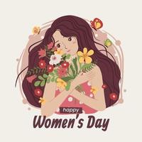 Frauen bringen Blumen am Frauentag vektor