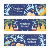 buntes Songkran Festival Banner Set vektor