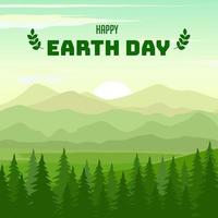glücklicher Tag der Erde Hintergrund mit Kiefernwald vektor