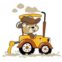 wenig Bär auf Traktor, Vektor Karikatur Illustration