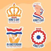Lycklig kungar nederländerna dag märka platt tecknad serie hand dragen mallar bakgrund illustration vektor
