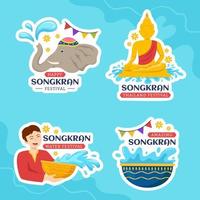 songkran festival dag märka platt tecknad serie hand dragen mallar bakgrund illustration vektor