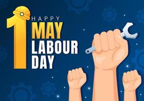 Lycklig arbetskraft dag på 1 Maj illustration med annorlunda yrken och tacka du till Allt arbetare för din hård arbete i platt tecknad serie hand dragen mallar vektor