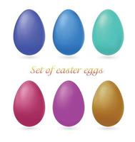 uppsättning av flerfärgad påsk ägg isolerat på vit bakgrund. Foto realistisk illustration vektor
