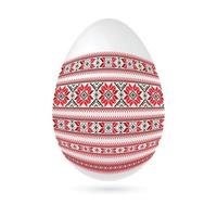 påsk etnisk dekorativ ägg med korsa sy mönster. isolerat på vit bakgrund vektor