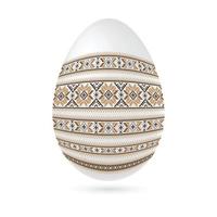 påsk etnisk dekorativ ägg med korsa sy mönster. isolerat på vit bakgrund vektor