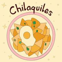 Mexikaner traditionell Lebensmittel. Chilaquilen. Vektor Illustration im Hand gezeichnet Stil