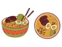 traditionell japansk mat uppsättning. asiatisk Ramen. vektor illistration