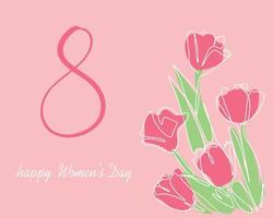 banner-vykort med internationell kvinnors dag. rosa Färg illustration med blommor. vektor