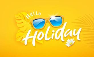 Sonnenbrille mit Gelb verlassen Urlaub Design Hintergrund, eps 10 Vektor Illustration