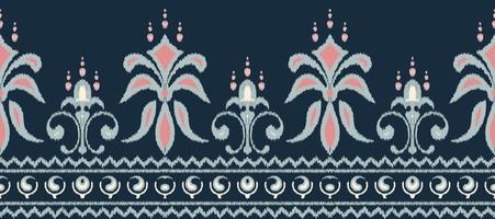 afrikanisch Ikat Paisley Stickerei. ethnisch Ikat nahtlos Muster Stickerei. Batik Textil- nahtlos Muster Digital Vektor Design zum drucken Saree kurti Borneo Stoff Rand ikkat dupatta