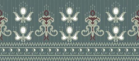 Motiv Ikat Blumen- Paisley Stickerei Hintergrund. geometrisch ethnisch orientalisch Muster traditionell. Ikat aztekisch Stil abstrakt Vektor Illustration. Design zum drucken Textur, Stoff, Saree, Sari, Teppich.