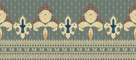 motiv ikat sömlös mönster broderi bakgrund. geometrisk etnisk orientalisk mönster traditionell. ikat aztec stil abstrakt vektor illustration. design för skriva ut textur, tyg, saree, sari, matta.