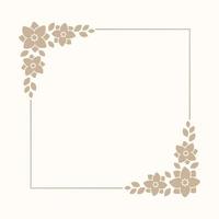 Blumen- Beige Platz rahmen. botanisch Boho Rand Vektor Illustration. einfach elegant romantisch Stil zum Hochzeit Veranstaltungen, Karte Design, Logo, Etiketten, Sozial Medien Beiträge, usw.