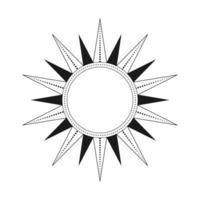 abstrakt himmelsk Sol vektor illustration. bohemisk mystiker symbol spricker Sol strålar. magi talisman, antik stam- stil, boho, tatuering, konst skriva ut, tarot