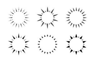 Sonne Strahlen Sunburst Symbol Vektor Satz. einfach minimal modern Design.