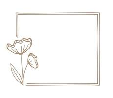 botanisch Platz rahmen. Hand gezeichnet Linie Grenze, Blätter und Blumen, Hochzeit Einladung Karten, Logo Design, Plakate Vorlage. elegant minimal Stil vektor