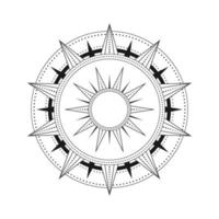 abstrakt himmelsk Sol vektor illustration. bohemisk mystiker symbol spricker Sol strålar. magi talisman, antik stam- stil, boho, tatuering, konst skriva ut, tarot