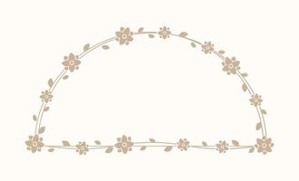 blommig beige båge ram. botanisk boho gräns vektor illustration. enkel elegant romantisk stil för bröllop evenemang, tecken, logotyp, etiketter, social media inlägg, etc.