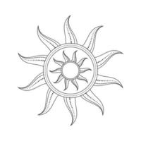 abstrakt himmelsk Sol vektor illustration. bohemisk mystiker symbol spricker Sol strålar. magi talisman, antik stam- stil, boho, tatuering, konst skriva ut, tarot