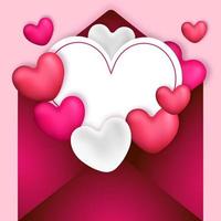 öffnen Liebe Brief Briefumschlag dekoriert mit glänzend Herzen auf Pastell- Rosa Hintergrund. vektor