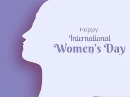 glücklich International Damen Tag Text auf Papier Schnitt weiblich Gesicht Hintergrund. vektor