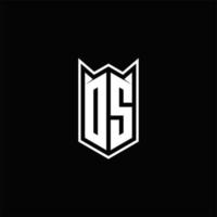 ds Logo Monogramm mit Schild gestalten Designs Vorlage vektor