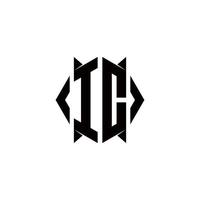 ic Logo Monogramm mit Schild gestalten Designs Vorlage vektor