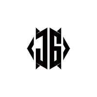 jg Logo Monogramm mit Schild gestalten Designs Vorlage vektor