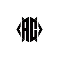 AC-Logo-Monogramm mit Schildform-Design-Vorlage vektor