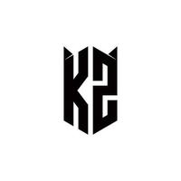 kz Logo Monogramm mit Schild gestalten Designs Vorlage vektor