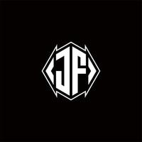 jf Logo Monogramm mit Schild gestalten Designs Vorlage vektor