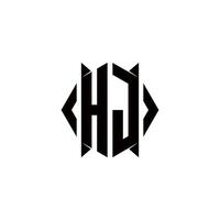 hj Logo Monogramm mit Schild gestalten Designs Vorlage vektor