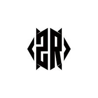 zr Logo Monogramm mit Schild gestalten Designs Vorlage vektor