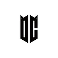 dc logotyp monogram med skydda form mönster mall vektor