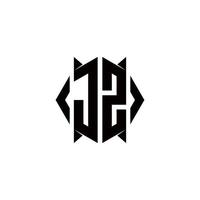 jz logotyp monogram med skydda form mönster mall vektor