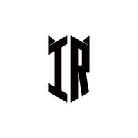 ir Logo Monogramm mit Schild gestalten Designs Vorlage vektor