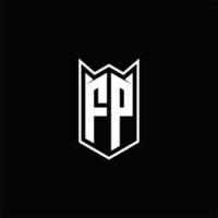 fp Logo Monogramm mit Schild gestalten Designs Vorlage vektor