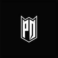 pq logotyp monogram med skydda form mönster mall vektor