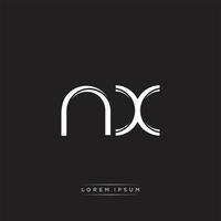nx Initiale Brief Teilt Kleinbuchstaben Logo modern Monogramm Vorlage isoliert auf schwarz Weiß vektor