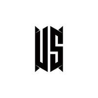 uns Logo Monogramm mit Schild gestalten Designs Vorlage vektor