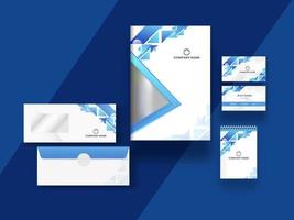 Geschäft Karte, Startseite und Vorlage Design mit abstrakt geometrisch Elemente auf Blau Hintergrund. vektor